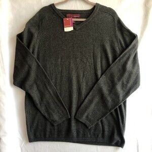 NWT Merona Gray Wool/Cotton Blend Men's Long-Sleeve V-Neck Sweater XL
